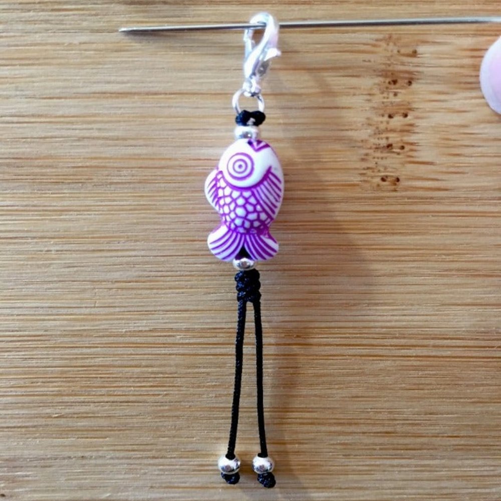 Purple Fish Dangle Zipper Planner Charm